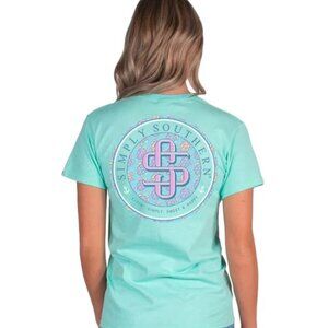 Simply Southern Turtle Circle Tiffany Blue Mint Green Logo Shirt Unisex XL Beach